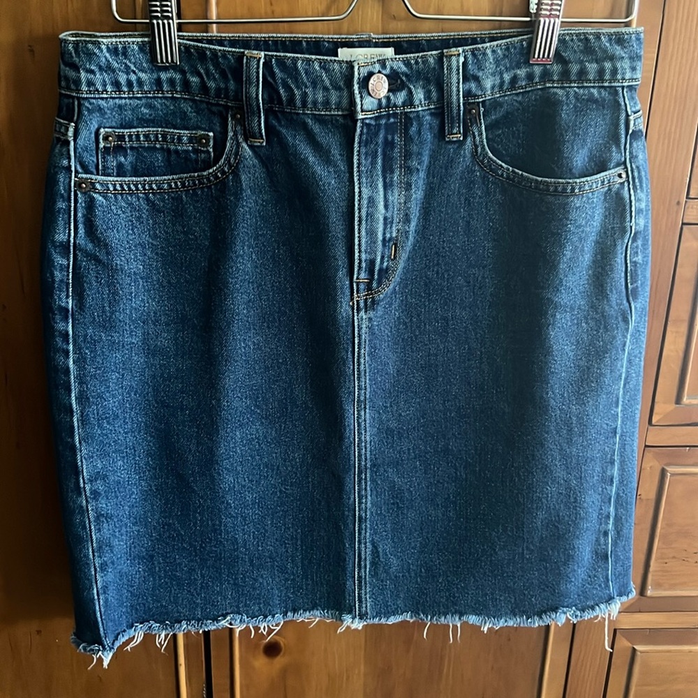 J. CREW DENIM JEAN SKIRT, blue, size 6